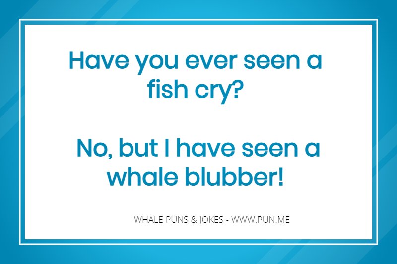 Whale joke - Have you ever seen a fish cry? No, but I have seen a whale blubber!